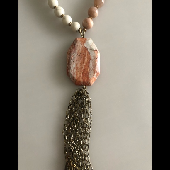 DEAL!!any 2 for 20, 3 for 25! Anthro pendant, peach, ivory beads and tassle - Picture 2 of 3